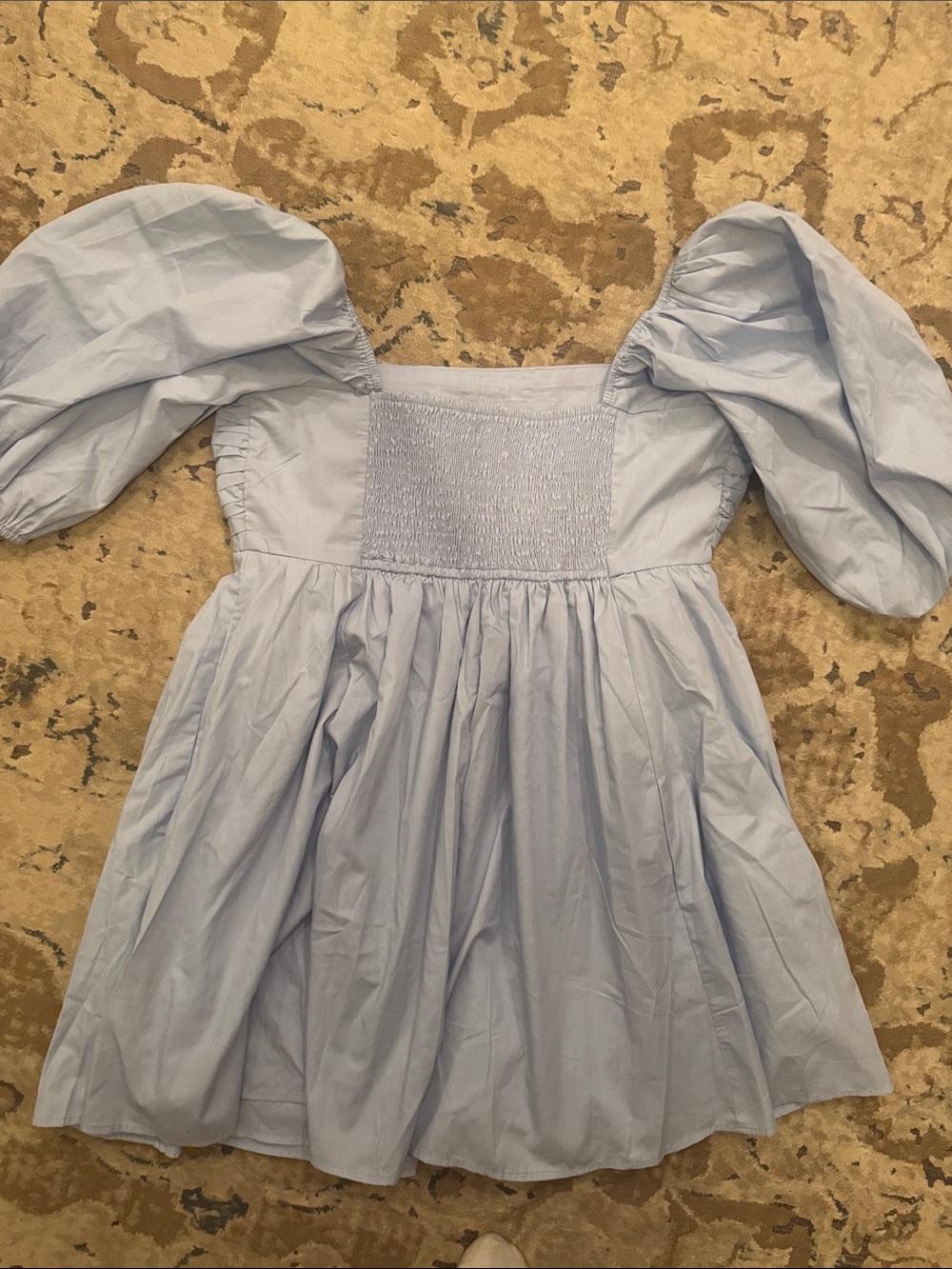 Abercrombie & Fitch Emerson Blue Poplin Puff-Sleeve Square Neck Mini Dress - Picture 5 of 5